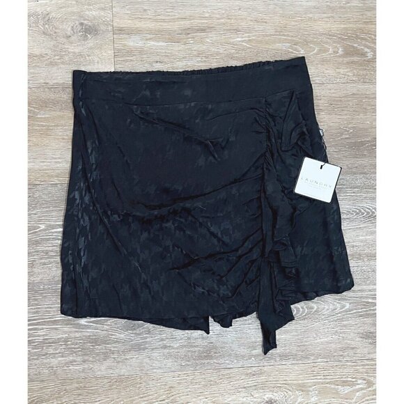 Laundry by Shelli Segal Sz S Black Ruffled Houndstooth Faux Wrap Skort NWT NEW - Picture 5 of 9